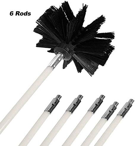 CargonTi 24ft Dryer Duct Cleaning Kit, Lint Remover, Flexible Dryer Cleaning Vent Kit, Includes 6 Flexible Rods 1 Brush Head