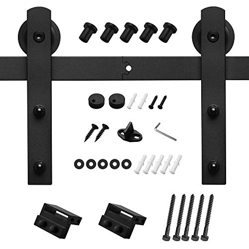 HomLux 8ft Heavy Duty Sturdy Sliding Barn Door Hardware Kit, Single
