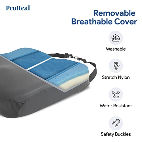 ProHeal Wheelchair Seat Cushion Gel Infused Memory Foam Orthopedic
