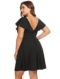 En 'voland Mujer Plus Tamaño Oficial gorra de volantes Retro Manga negocios vestido de Swing