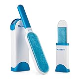 Massun Lint Fur Remover Pet Hair Brush with Self-Cleaning Base for Dog Cat Pets, Reusable Double-Sided Hair Fur Brush for Clothes & Furniture with Extra Travel Size