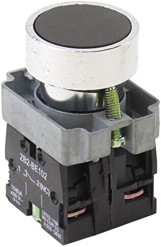 YC-XB4BA21 22mm Flush Push Button Momentary Switch Action 1 N.O. 1 N.C. Contact Blocks replacement for XB4BA21 (Black)