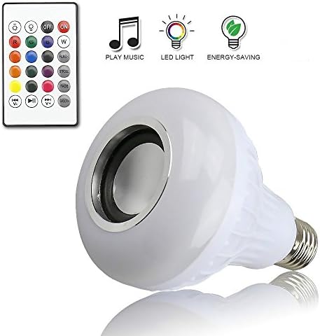 LightingU E27 RGB LED Bulb-Bluetooth Music Audio Speaker Lamp with 24 Keys Remote Control for Home Stage Party Gifts Indoor Decoration (Pack of 1 Bulb)