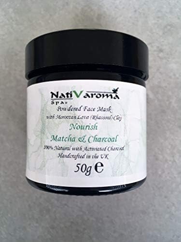 Japanese Matcha & Activated Charcoal Powder Face Mask | Vegan Powder Face Mask | Moroccan Lava (Rhassoul) Clay | Nourish | Powder Face Mask
