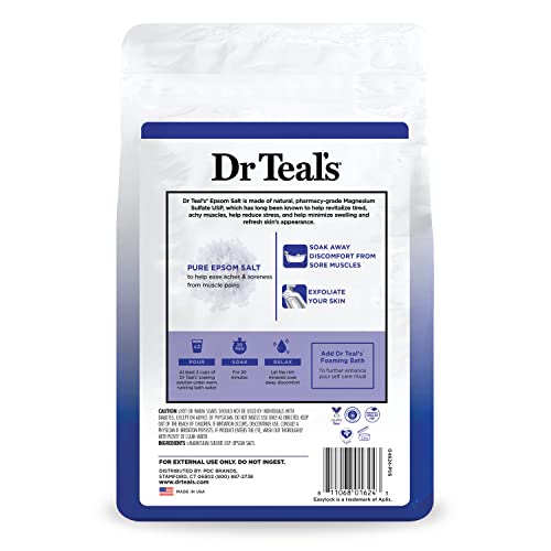 DR TEAL’S EPSOM SALT MAGNESIUM SOAK, FRAGRANCE FREE, 4 LBS