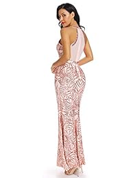 VVMCURVE vestido largo de noche con lentejuelas y hombros descubiertos para dama