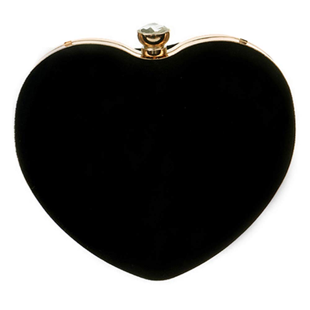 Ashdown Women Evening Clutch Bags Suede Heart Shaped Handbag Party Wedding Shoulder Bag Purse,Black