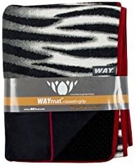 WHITE TIGER - WHITE/BLACK W.RED STITCH WAYmat 100% MACHINE WASHABLE, SHRINK RESISTANT ALL-IN-ONE COTTON YOGA MAT EXERCISE WORKOUT MAT FOR MEN & WOMEN, SUPER ABSORBENT, MICROFIBER FLAP FOR SAFE