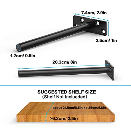 Heavy Duty Floating Shelf Brackets, 8" Hidden Shelf Brackets for