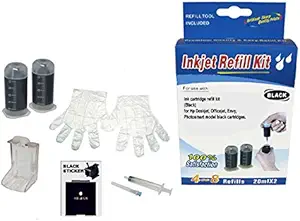 Ink Cartridge Refill kit Box for HP 67 HP 67xl Pigment Black Ink cartridges Ink for HP67XL Ink for HP Envy 6052 Envy 6055 Envy 6058 Envy 6075 Envy 6452 Envy 6455 Envy 6458 DeskJet 1255 2732 Printer