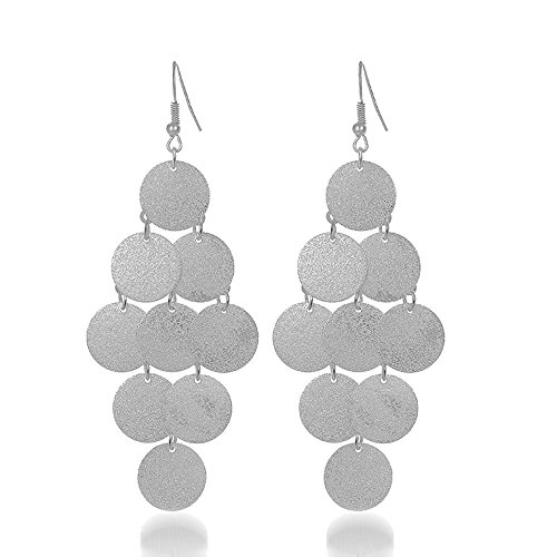 Geometric Circle Coin Drop Earrings Boho Long Sequins Dangle Earrings for Women