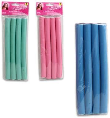 5 Pk, Glamour Connection Assorted Foam 3/4 X 9 Inches Twistee Hair Rollers- 4 Roller Pack (20 Rollers Total)