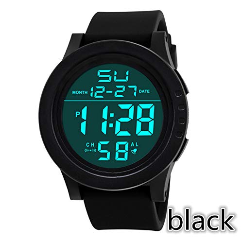 Sport Watch, 50M Waterproof Watch, Sport Wrist Watch for Men Women Kids, Digital Watch with Alarm Date and Time (Black -1)