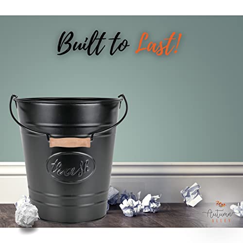 Autumn Alley Black Farmhouse Bathroom Trash Can Rustic Waste Basket