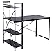 Computer Desk,Modern Style Office Desk 4 Tier Bookshelves Workstation,Home Wood & Metal (Black)