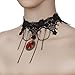 iWenSheng Halloween Costumes Jewelry for Women - Steam-Punk Black Lace Choker Necklace Gothic Jewelry Accessories, Vampire Choker Necklace Costume for Teen Girls (2#)