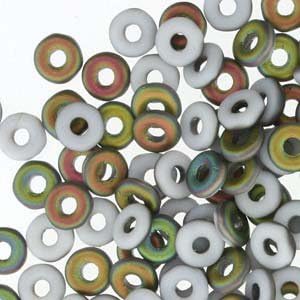 Czech Glass O-Beads Seed Beads 3.8 x 1 mm 8.1 Grams Chalk White Vitrail Matte