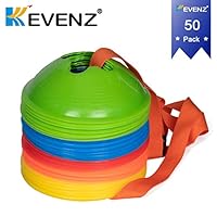 Kevenz Soccer disc Cones,More Thicker, More flexible,Multi Color Cone for Agility Training, Soccer, Football, Kids, Field Marker(50-Pack,Red,Blue,Orange,Yellow,Green)