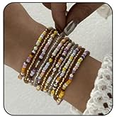 Shell Beaded Bracelet for Women Boho Colorful Beads Bracelets Adjustable Elastic Beach Jewelry Bohemian Stackable Summer Bracelets Tropical Charm Bracelet Beach Vacation Accessories for Women