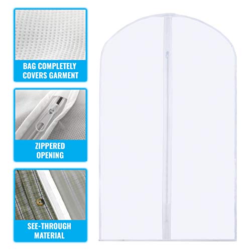 Plixio 40" Clear Plastic Hanging Garment Bags for Clothes Storage