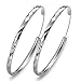 925 Sterling Silver Hoop Earrings, Silver Earrings Hoops 3mm Wide Diamond Cut Hoop Earrings Large Hoop Earrings Silver Endless Hoop Earrings for Women 30/40/50/60mm
