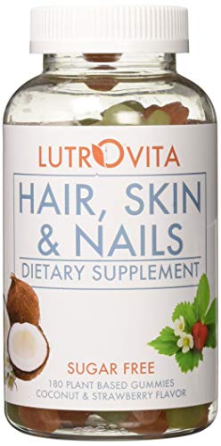 Lutrovita Sugar Free Hair, Skin & Nails Gummy, Strawberry&Coconut, 180 Count