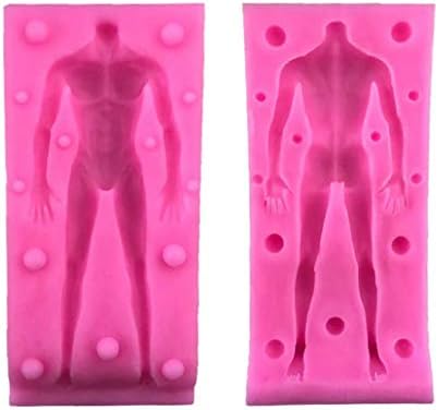 EIKdoulf02 3D Doll Body Shaped Silicone Mold Fondant Decor Handmade DIY Baking Clay Mould - Pink