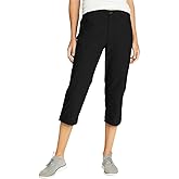 Eddie Bauer Women's Cargo Hiking Pants Lightweight Quick Dry Outdoor Water Resistant UPF 50+ Rainier Capris with Zipper Pockets - Black 18