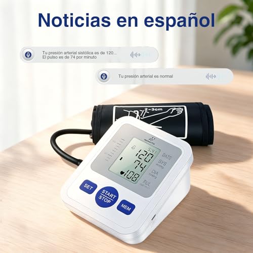 Tensiómetro de brazo MUINAIFTE, tensiómetro digital con pantalla, medición automática y precisa de la presión arterial, múltiples modos de medición