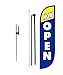LookOurWay Feather Flag Pole Kit - 7 Feet Tall Advertising Banner with Fiberglass Pole Set and Ground Spike for Business Promotion - Open Flags - Now Open Blue & Yellow