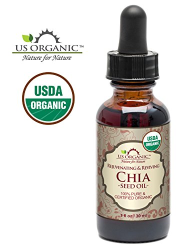 US Organic Chia Seed Oil, USDA Certified Organic,100% Pure & Natural, Cold Pressed Virgin, Unrefined in Amber Glass Bottle w/Glass Eyedropper for Easy Application (1 oz (30 ml))