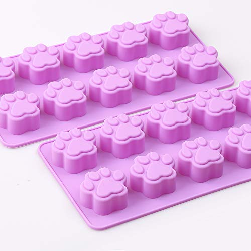 Cozihom Dog Paw Shaped Silicone Molds, 10 Cavity, Food Grade, FDA Approved, BPA Free for Chocolate, Candy, Cake, Pudding, Jelly. 4 Pcs