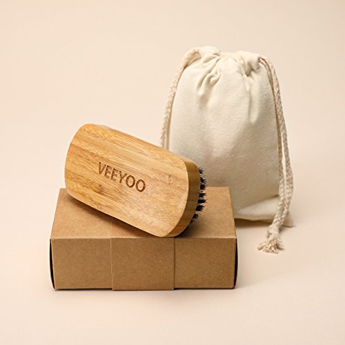 image for VEEYOO Beard Brush for Men Wild Boar Bristles Beards Mustache Brush wi