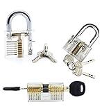 Kyerivs Padlocks Training Set Practice Lock Transparent Lock Crystal Keyed Padlock Cylinder Lock Blade Lock (3Pcs)