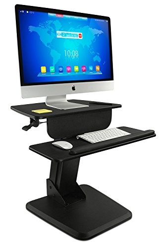 UPC 684758419545, Mount-It! Sit Stand Workstation, Standing Desk, Sit-Stand Converter for Laptop, Desktop, Monitor, Ergonomic Free Standing Adjustable Gas-Spring Arm, Black (MI-7910)