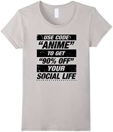 Womens 90% Off Your Social Life Funny Cute Anime Lover T-Shirt Gift Medium Silver