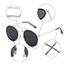 JIM HALO Small Polarized Round Sunglasses for Women Vintage Double Bridge Frame (Gold Frame/Polarized Grey Lens)