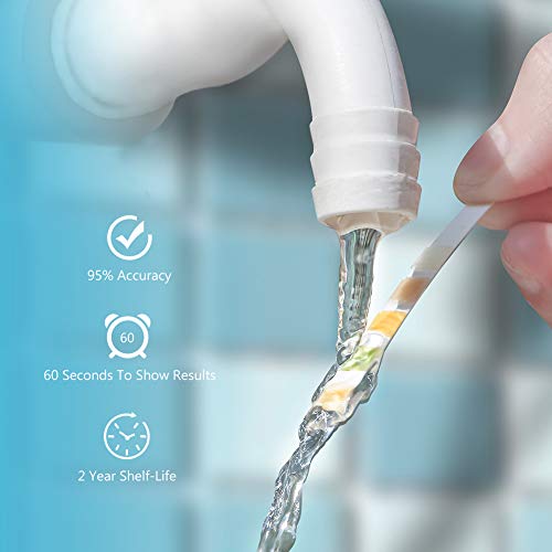 Bosiwee 5 in 1 Water Chemistry Test Strips, Water Quality Test for Swimming Pool, Spa, Hot Tub, etc - Detect pH, Total Hardness, Chlorine, Bromine and Alkalinity, 50 Count