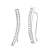 Beaux Bijoux Sterling Silver 925 CZ Curved Bar Ear Climber Crawler Cuff Studs Hypoallergenic Earrings