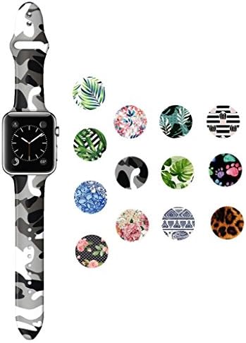 Dsigo Replacement Band for Apple Watch 38mm 40mm Series 4 Series 3 Series 2 Series 1 M/L, Strap Bands for iwatch, Silicone Sport Style Wristband, Personalized Design Black and Gray Camouflage