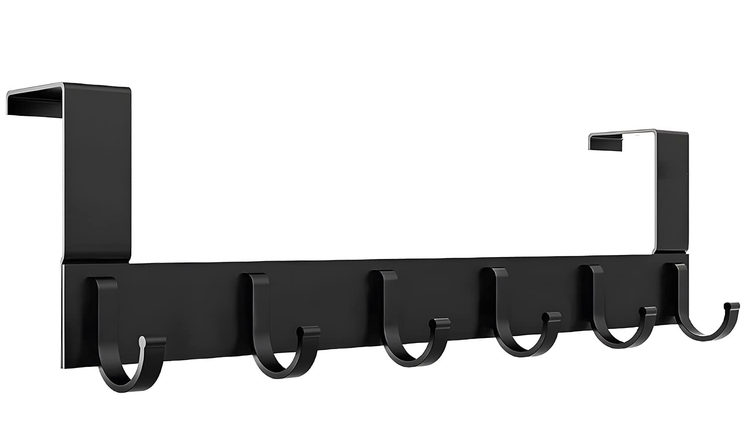 AiQInu Door Hook Black Stainless Steel - Coat Rack With 6 Strong Hooks, No Drilling Required - Suitable for Thicker Doors (4-4.5 cm)