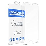 [3Pack] Maxboost iPhone 6S Screen Protector [Tempered Glass 3D Touch Compatible] 0.2mm Ballistic Glass Fit iPhone 6 6S and Most Protective Case - Clear Glass