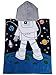 Athaelay Cotton Beach Towel for Age 2-7 Years Boy/Girl Toddlers and Kids, Multi-use for Bath/Shower/Pool/Swim, Hooded Poncho Bathrobe with Drawstring Bag, Astronaut Theme