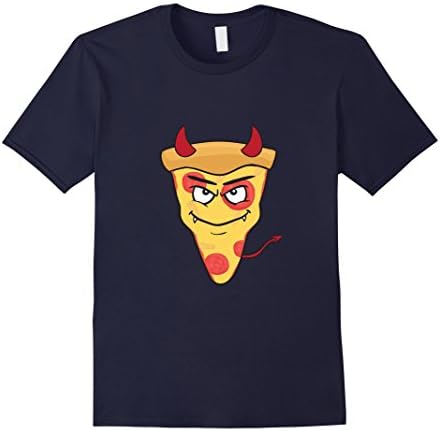 Men's Devil Emoji T-Shirt (Evil Pizza With Horns) XL Navy