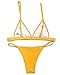 RELTANGL Women's 2 Piece Bikini Triangle Top Brazilian Bottom Swimwear Bikini Set, Yellow, Small (US 2-4)