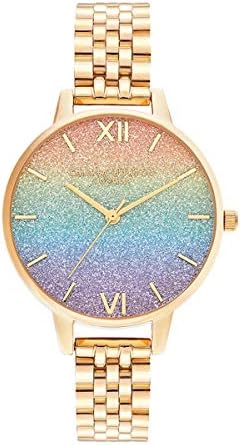 Olivia Burton RAINBOW WOMENS RAINBOW GLITTER DIAL IONIC PLATED