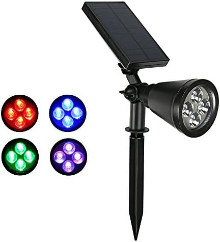 Solar Spotlight Aerlemai Solar Lights 2-in-1 Waterproof Outdoor Landscape Lighting Outdoor Solar Lights for Yard, Lawn, Pathway, Garden (Multi color)