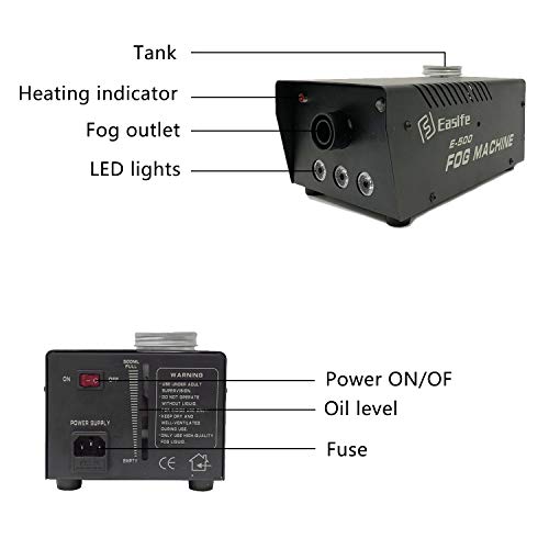 Easife Latest 2019 Professional Fog Machine 500W Wireless Remote Control with Lights LED Portable Smoke Machine for Continuous Fog&Independent-Used Lighting Effects Chrismas Party - Thumbnail 4