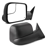 Dodge Towing Mirrors, YITAMOTOR Ram Power Heated Manual Flip Up Tow Mirrors Pair Set, for 1998 - 2001 Dodge Ram 1500, 1998 - 2002 Dodge Ram 2500 3500 (Support brackets included)