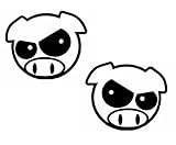 (Pack of 2) iJDMTOY JDM Style Mad Evil Pig Head Die-Cut Decal Vinyl Stickers, Black